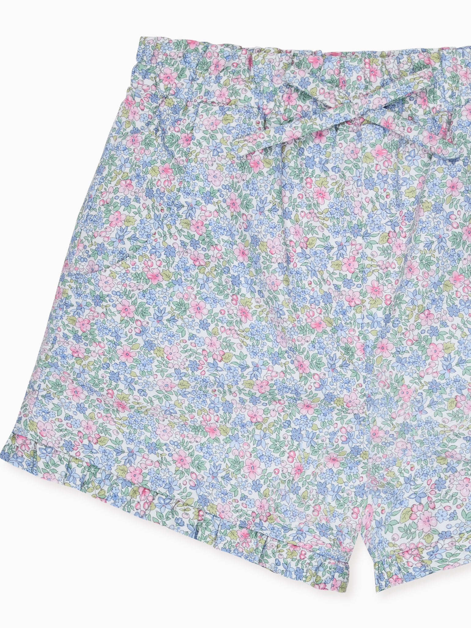 Light Blue Floral Flores Cotton Girl Shorts