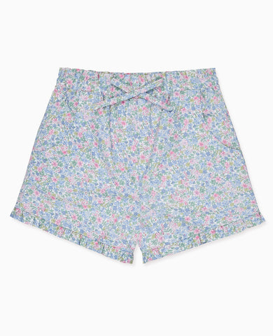 Light Blue Floral Flores Cotton Girl Shorts