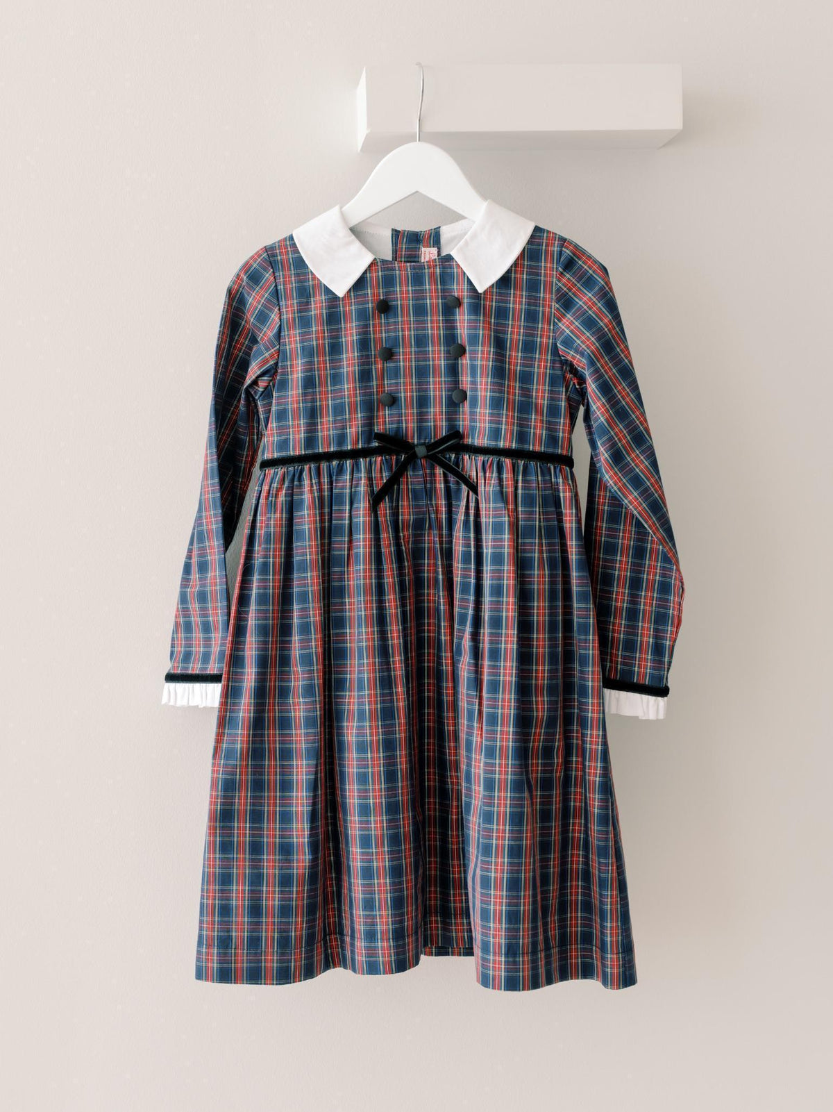 Navy Tartan Florinda Girl Empire Dress