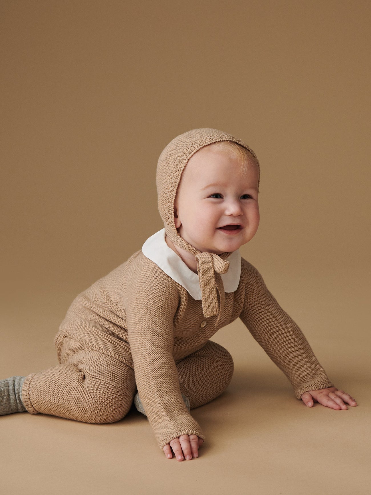 Camel Rixo Merino Baby Knitted Bonnet