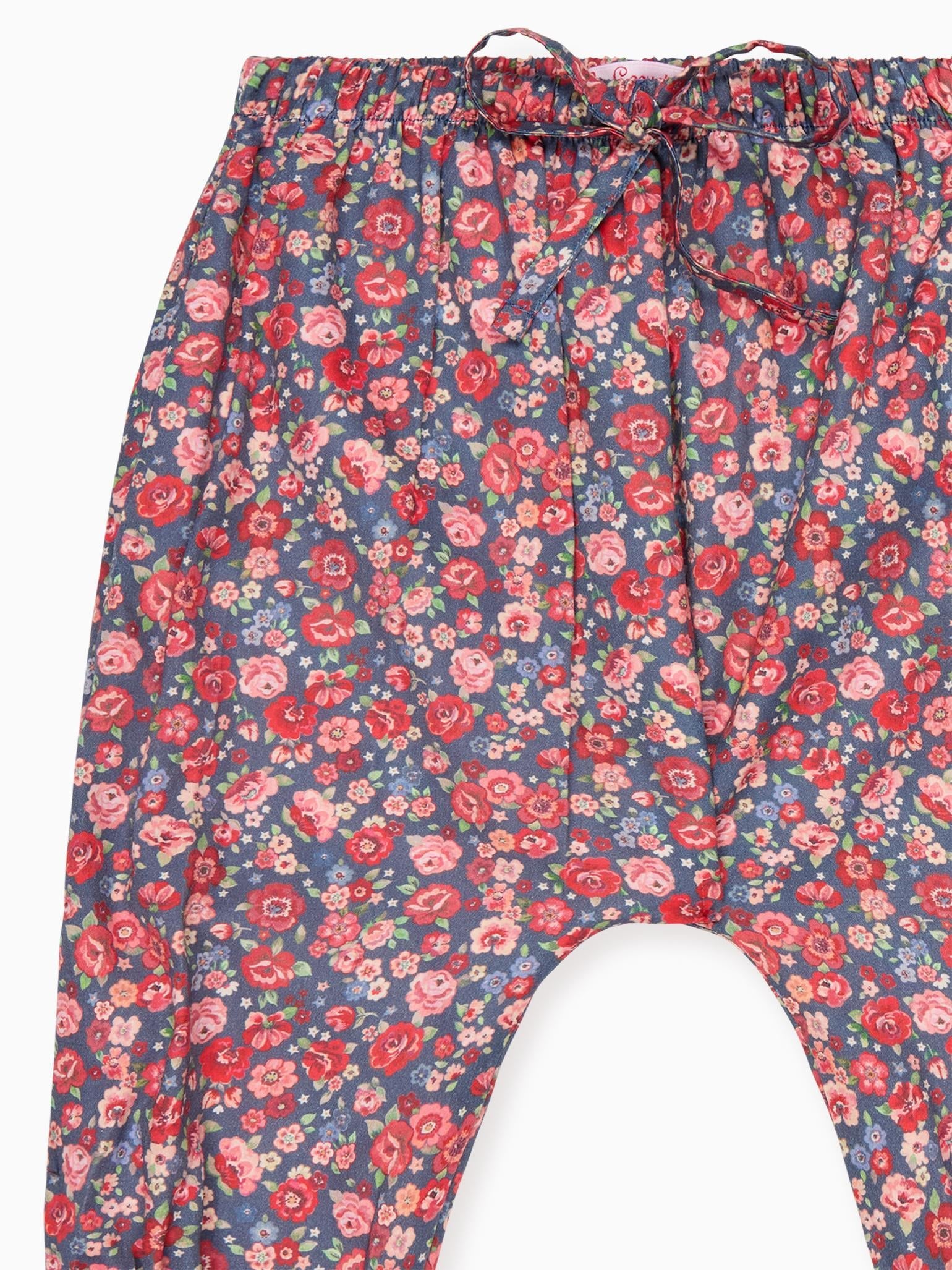 Navy Floral Forna Baby Girl Trousers