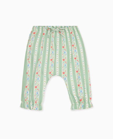 Sage Floral Stripe Forna Baby Girl Trousers