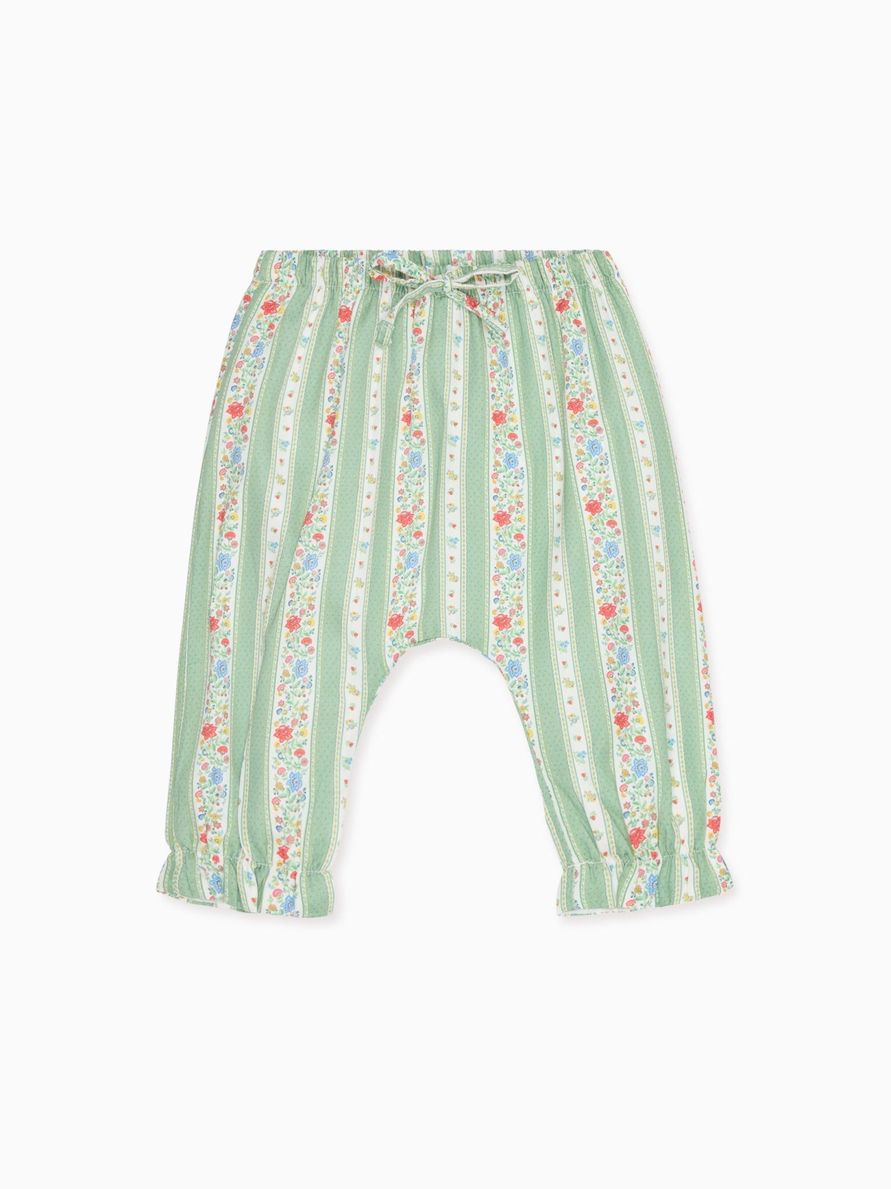 Sage Floral Stripe Forna Baby Girl Trousers