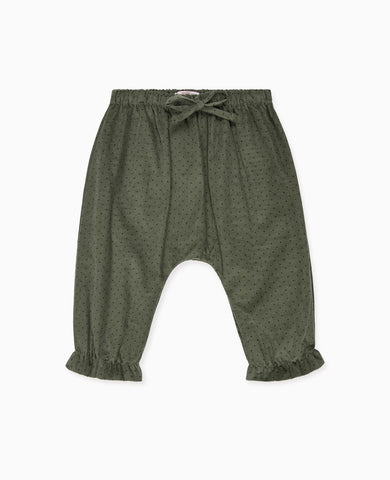 Olive Polka Dot Forna Corduroy Baby Girl Trousers