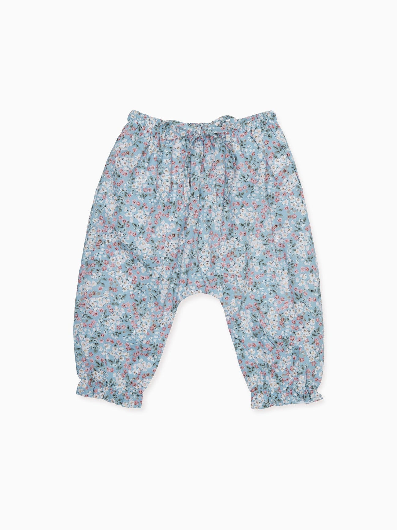 Light Blue Floral Forna Cotton Baby Girl Pants