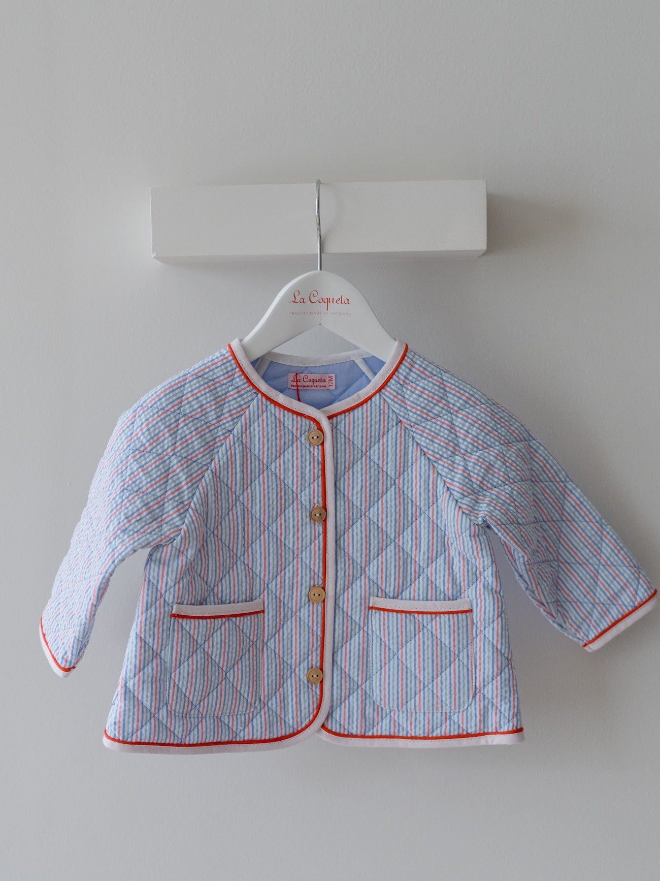 Coral Stripe Frances Baby Jacket