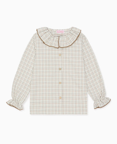 Caramel Check Francisca Girl Long Sleeve Shirt