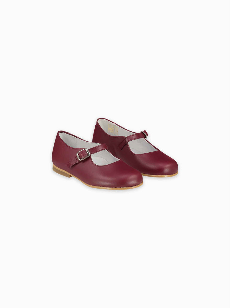 Burgundy Leather Girl Mary Jane Shoes