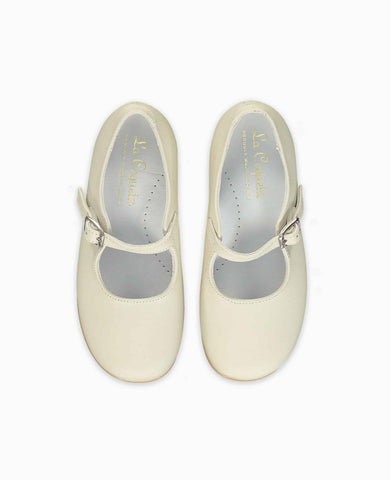 Ivory Leather Girl Mary Jane Shoes