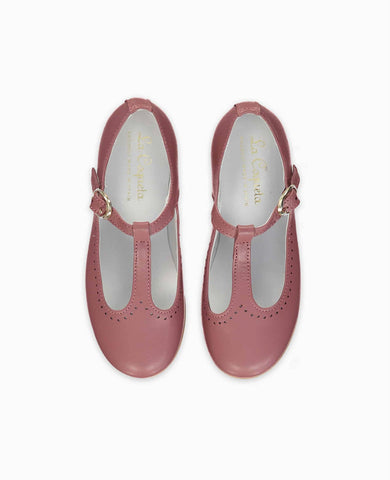 Dusty Pink Leather Girl T-Bar Shoes