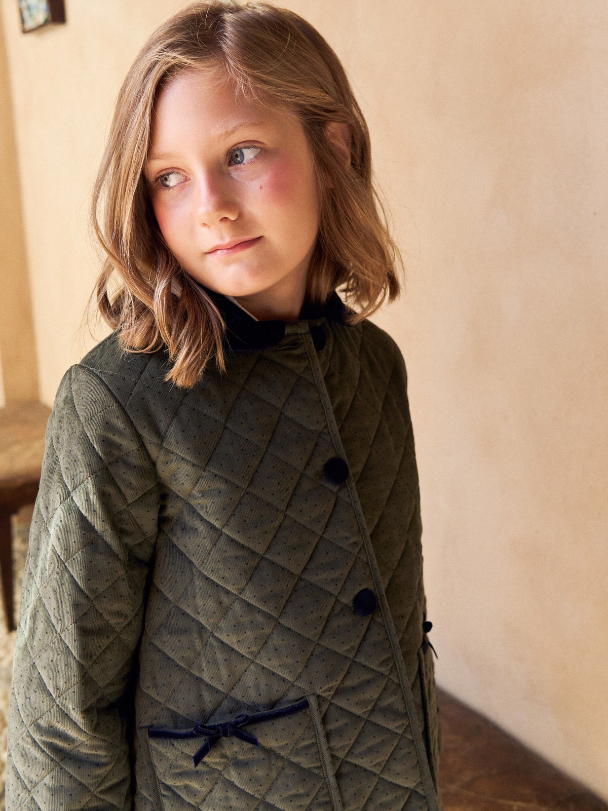 Olive Polka Dot Gabriella Girl Jacket