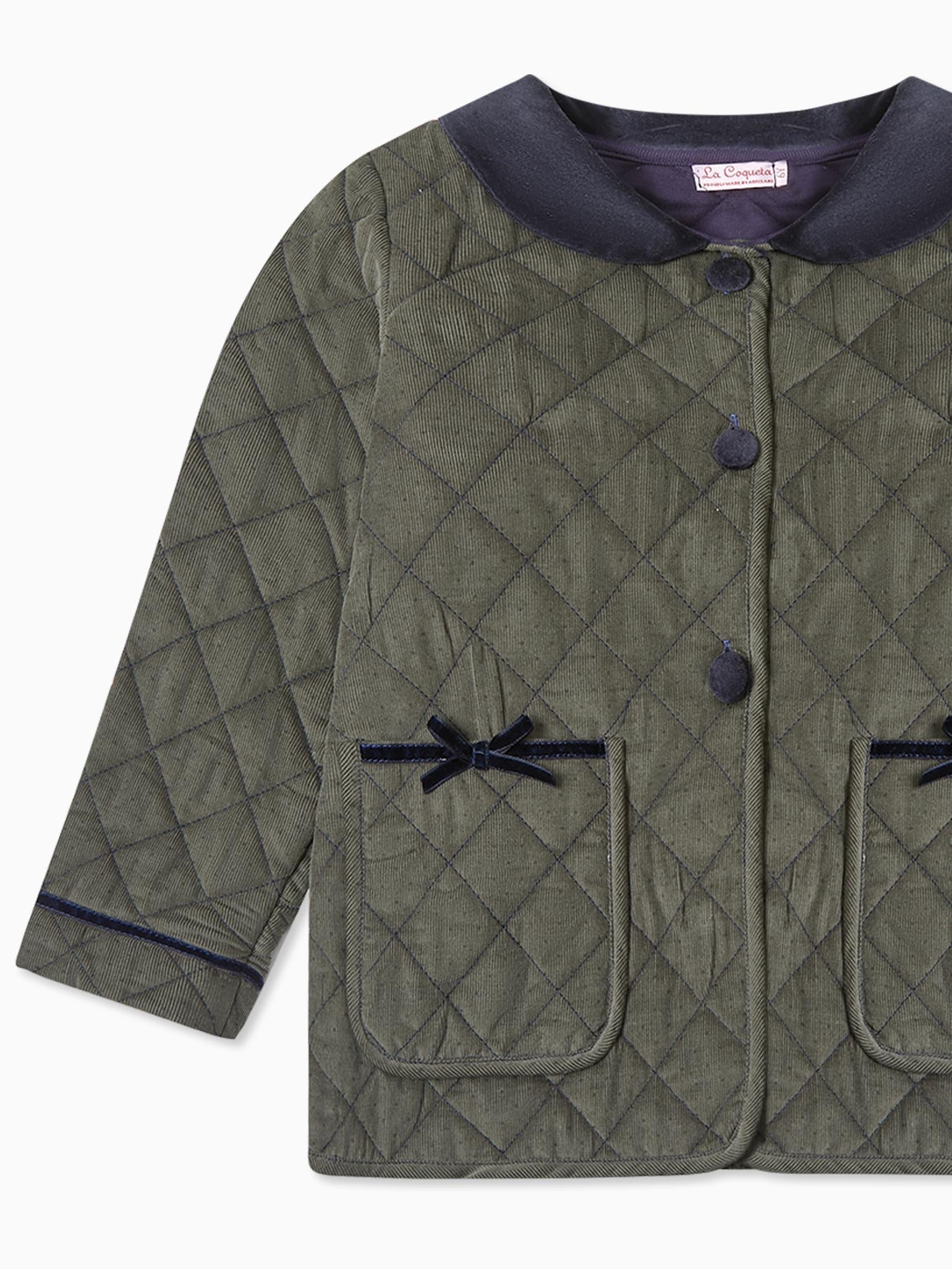 Olive Polka Dot Gabriella Girl Jacket