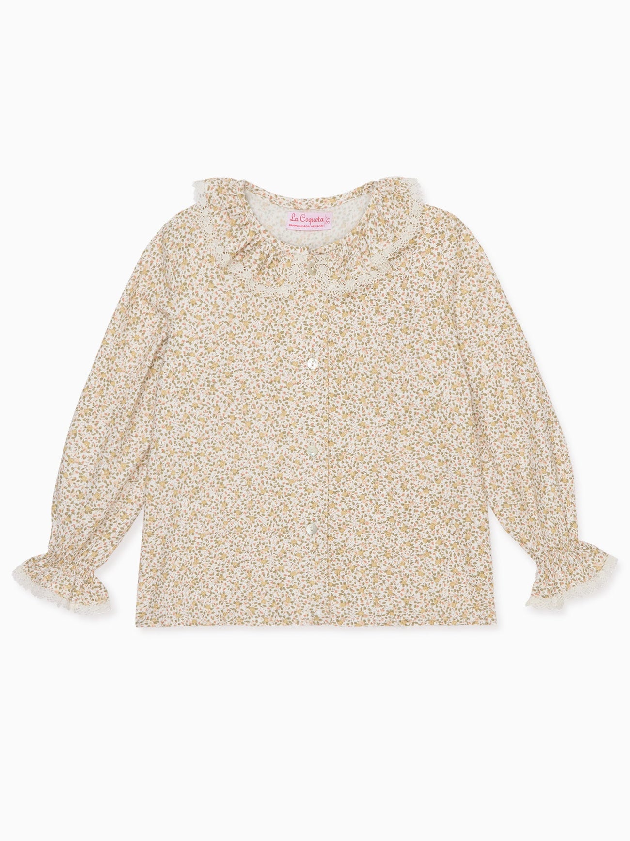 Green Floral Gianna Long Sleeve Baby Girl Shirt