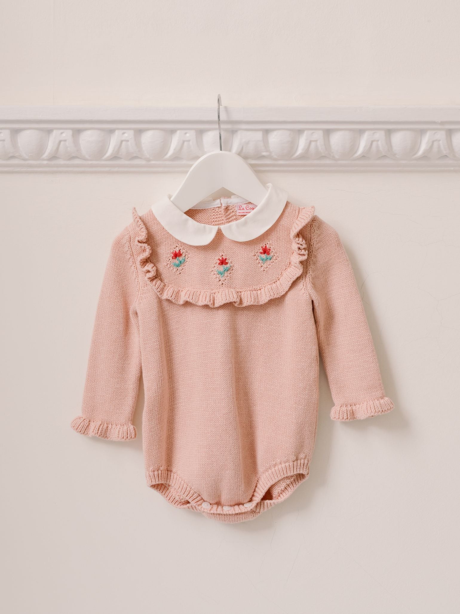 Dusty Pink Ginia Cotton Baby Girl Knitted Romper
