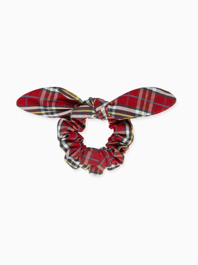 Burgundy Tartan Girl Bow Scrunchie