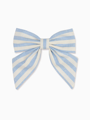 Blue Stripe Girl Large Bow Clip