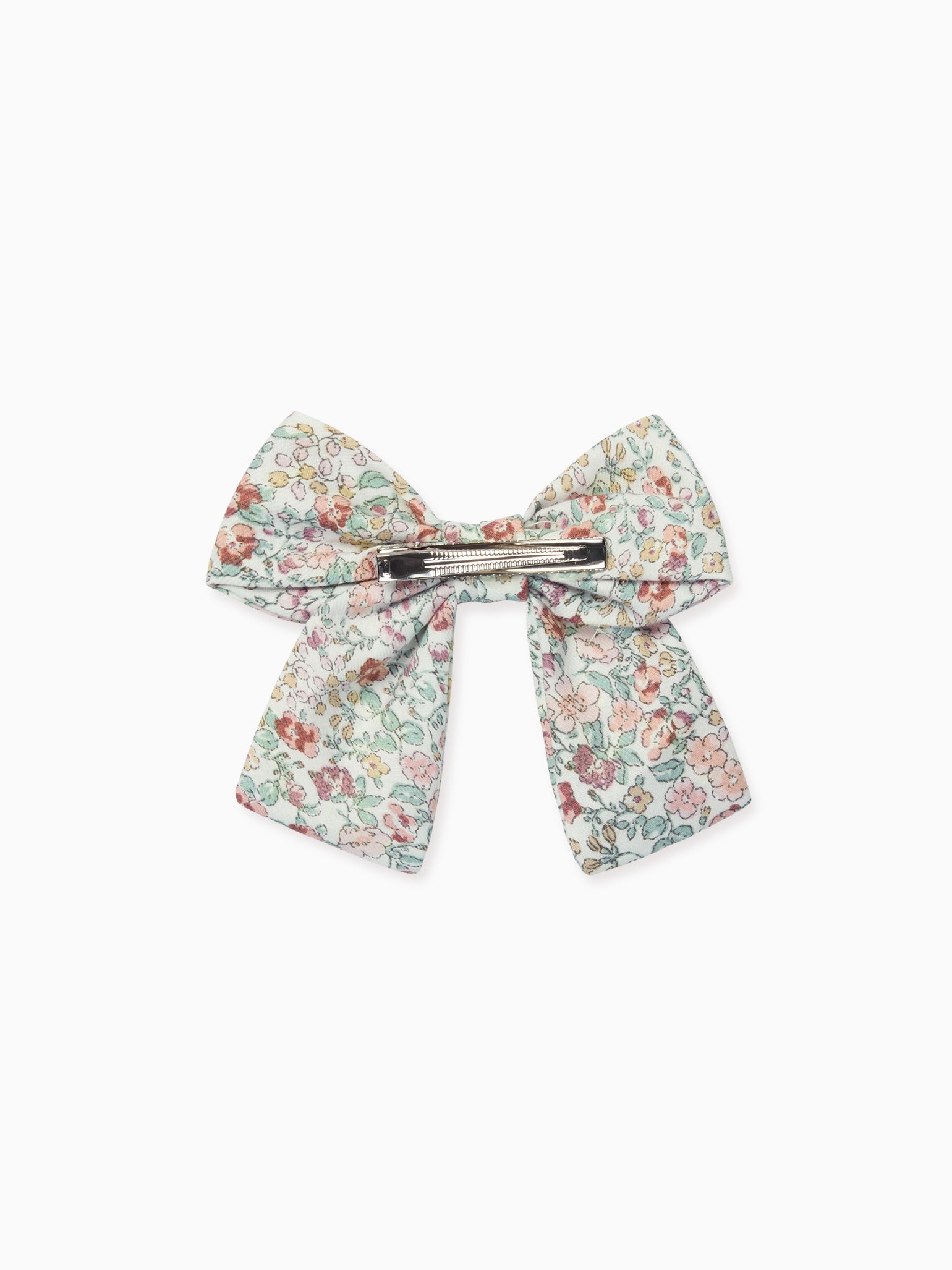 Ivory Floral Girl Large Bow Clip