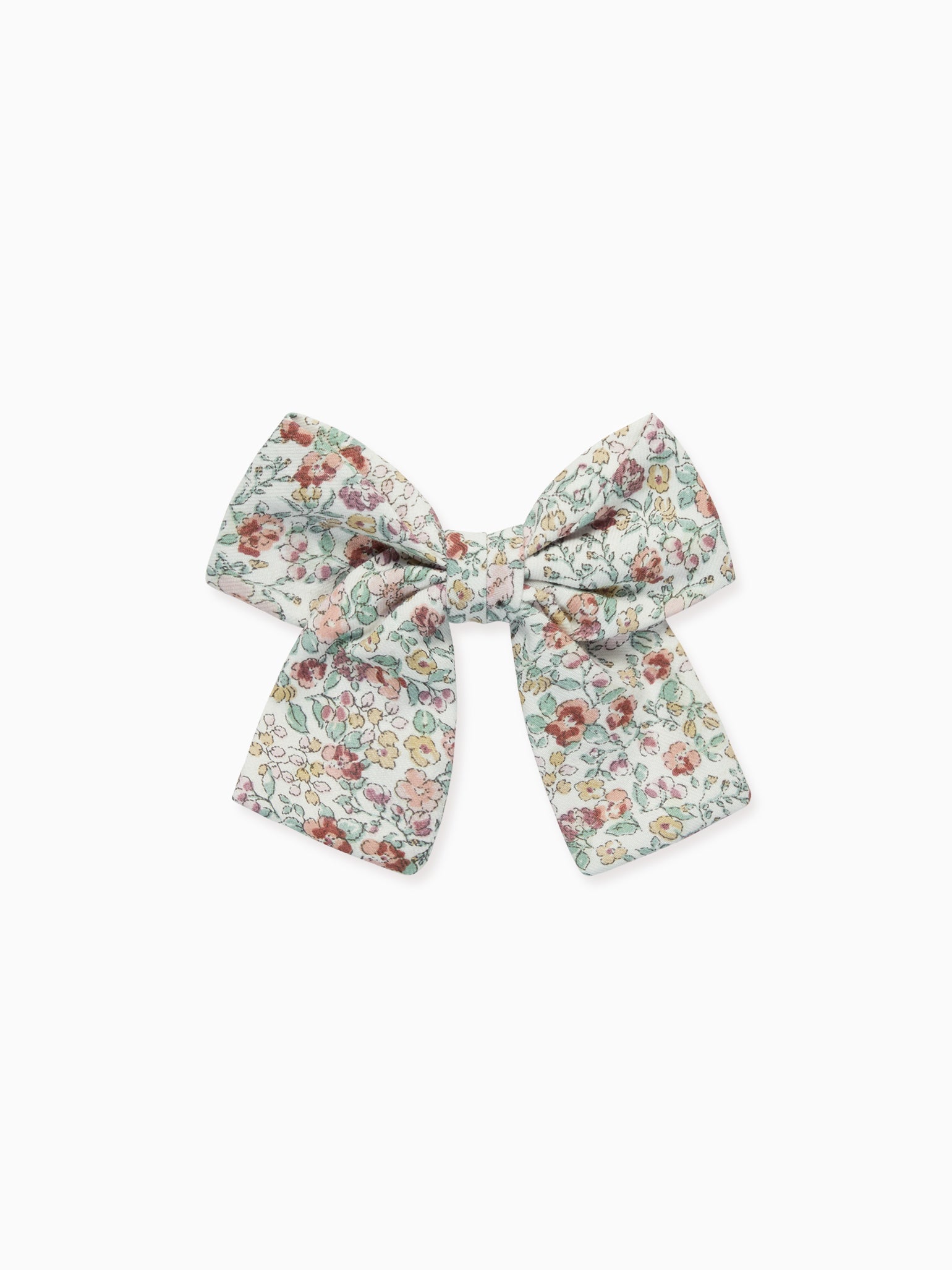 Ivory Floral Girl Large Bow Clip