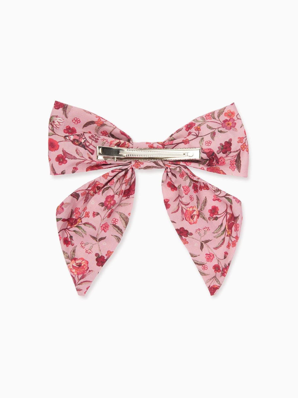 Pink Bird Floral Girl Large Bow Clip