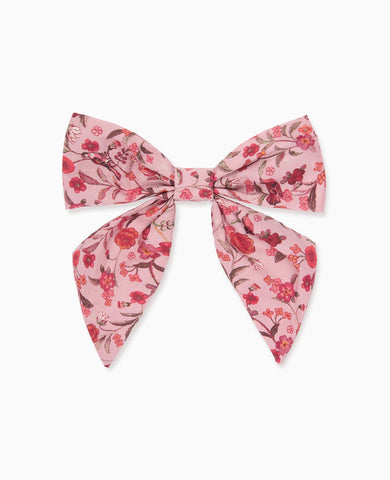 Pink Bird Floral Girl Large Bow Clip