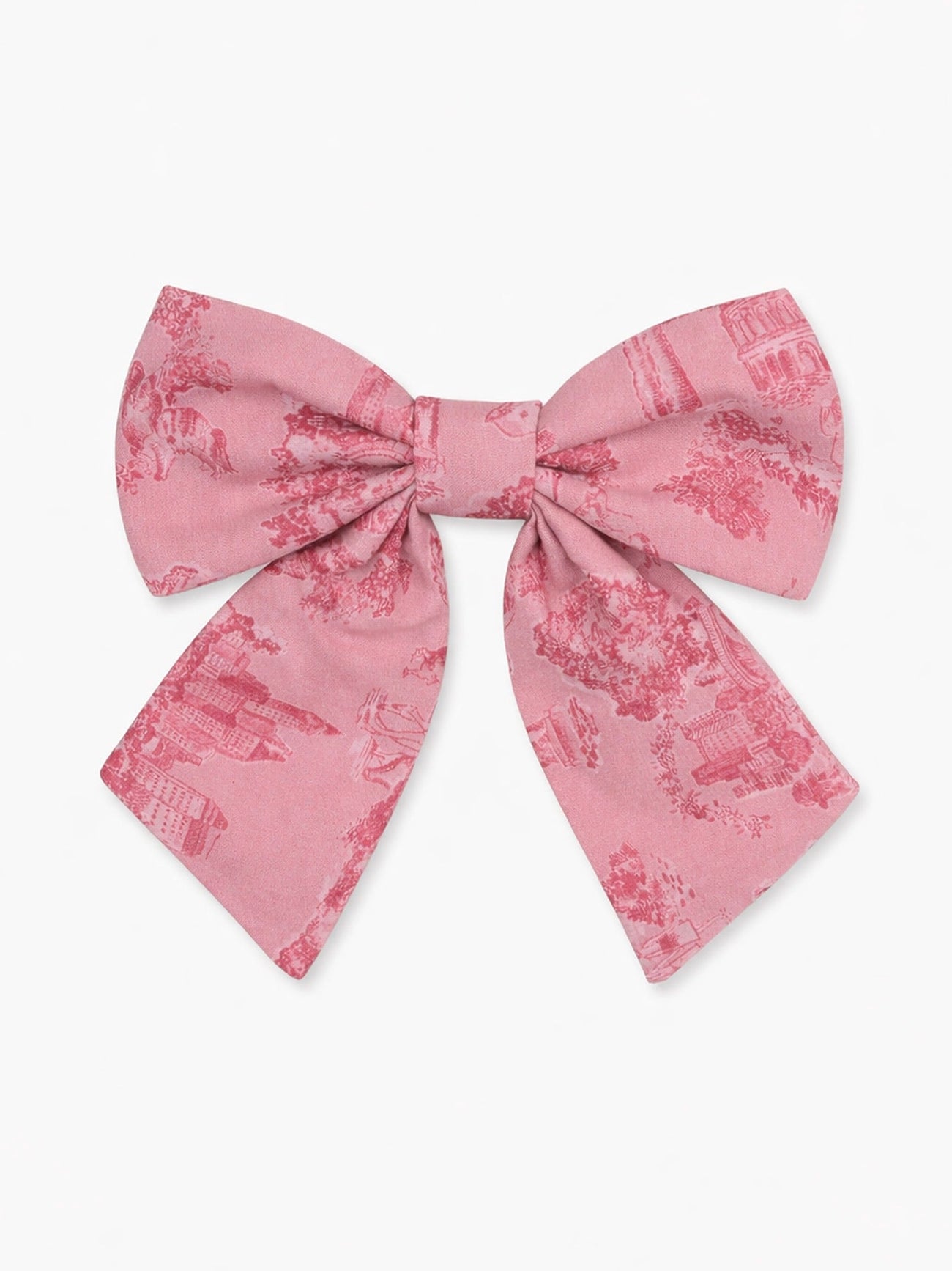 Nicky Hilton x La Coqueta Pink Toile de Jouy Brooke Large Bow Clip