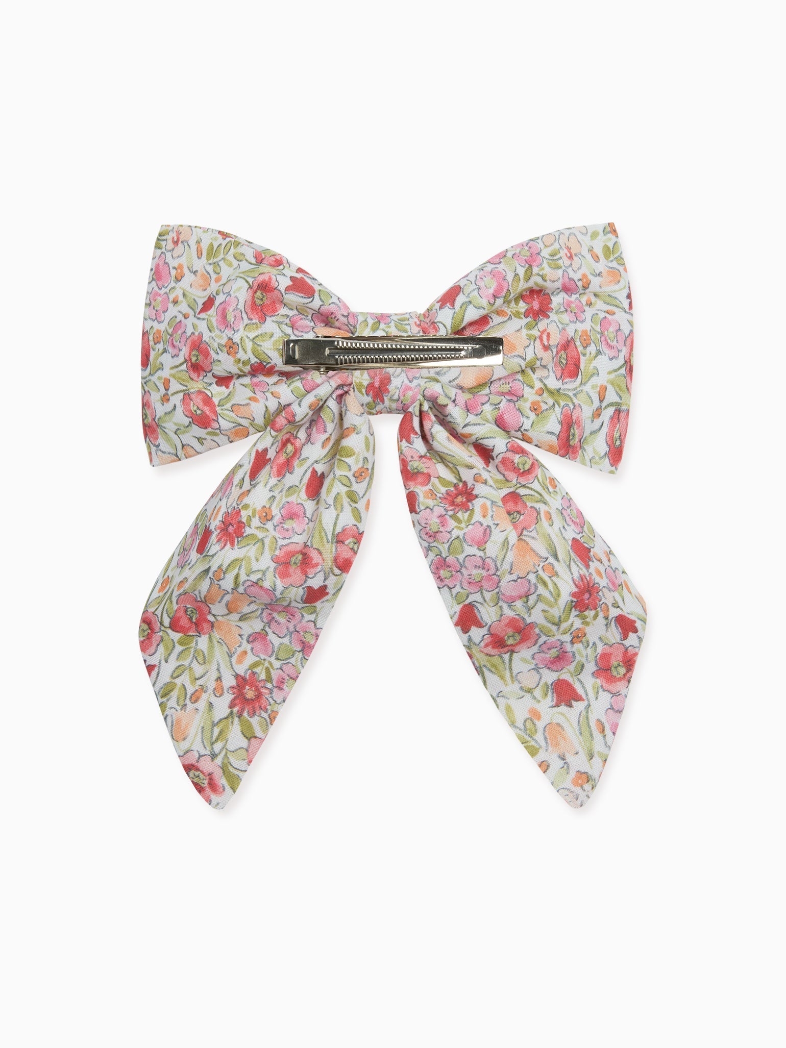 Red Floral Girl Large Bow Clip