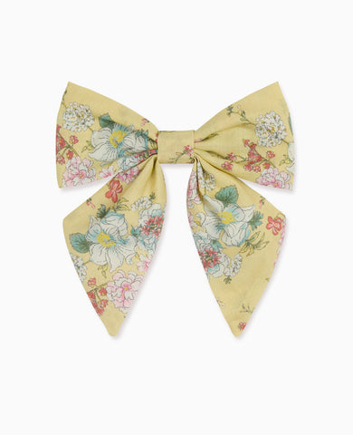 Yellow Floral Girl Large Bow Clip