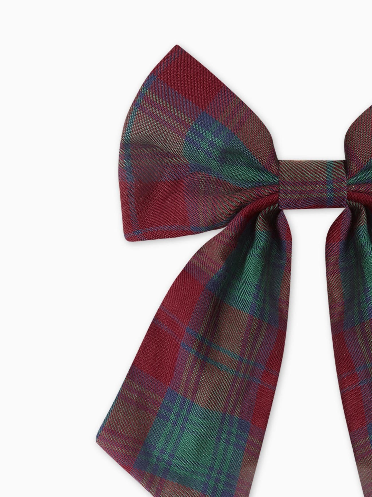 Green Tartan Girl Large Long Bow Clip