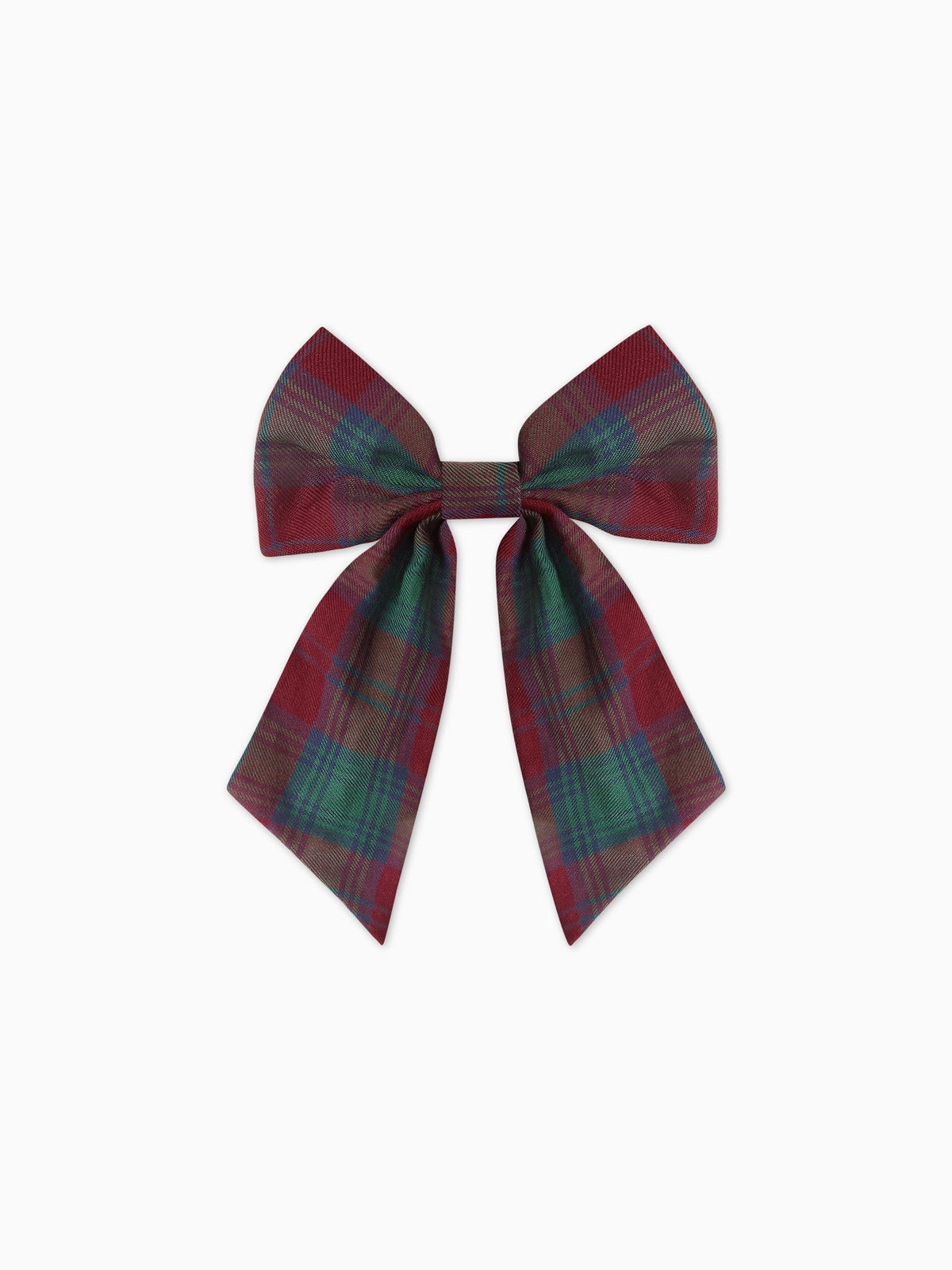 Green Tartan Girl Large Long Bow Clip