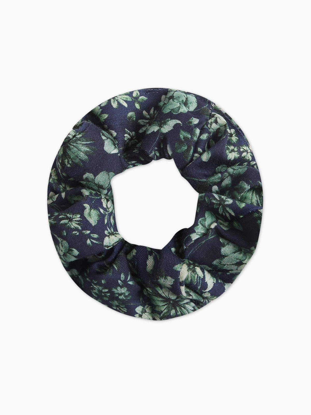 Navy & Green Floral Girl Scrunchie