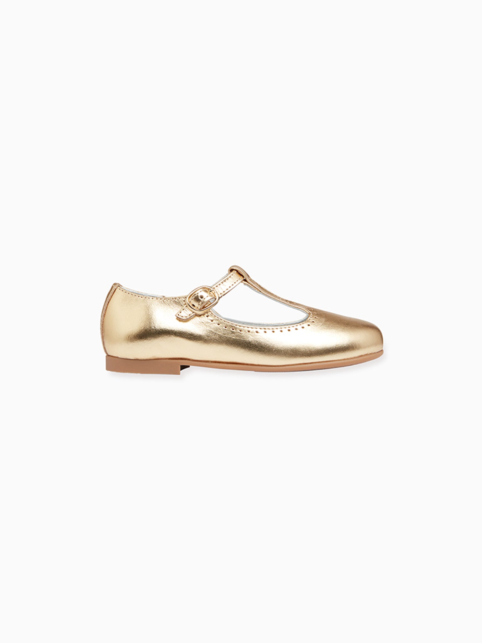 Gold Leather Girl T-Bar Shoes