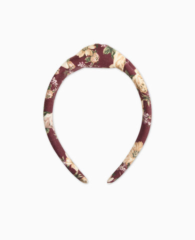 Burgundy Floral Girl Top Knot Headband