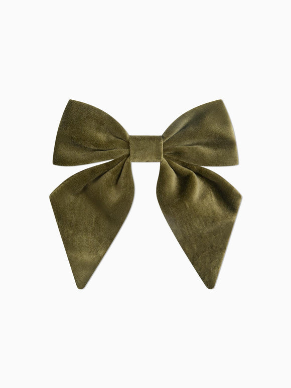 Olive Girl Velvet Large Bow Clip
