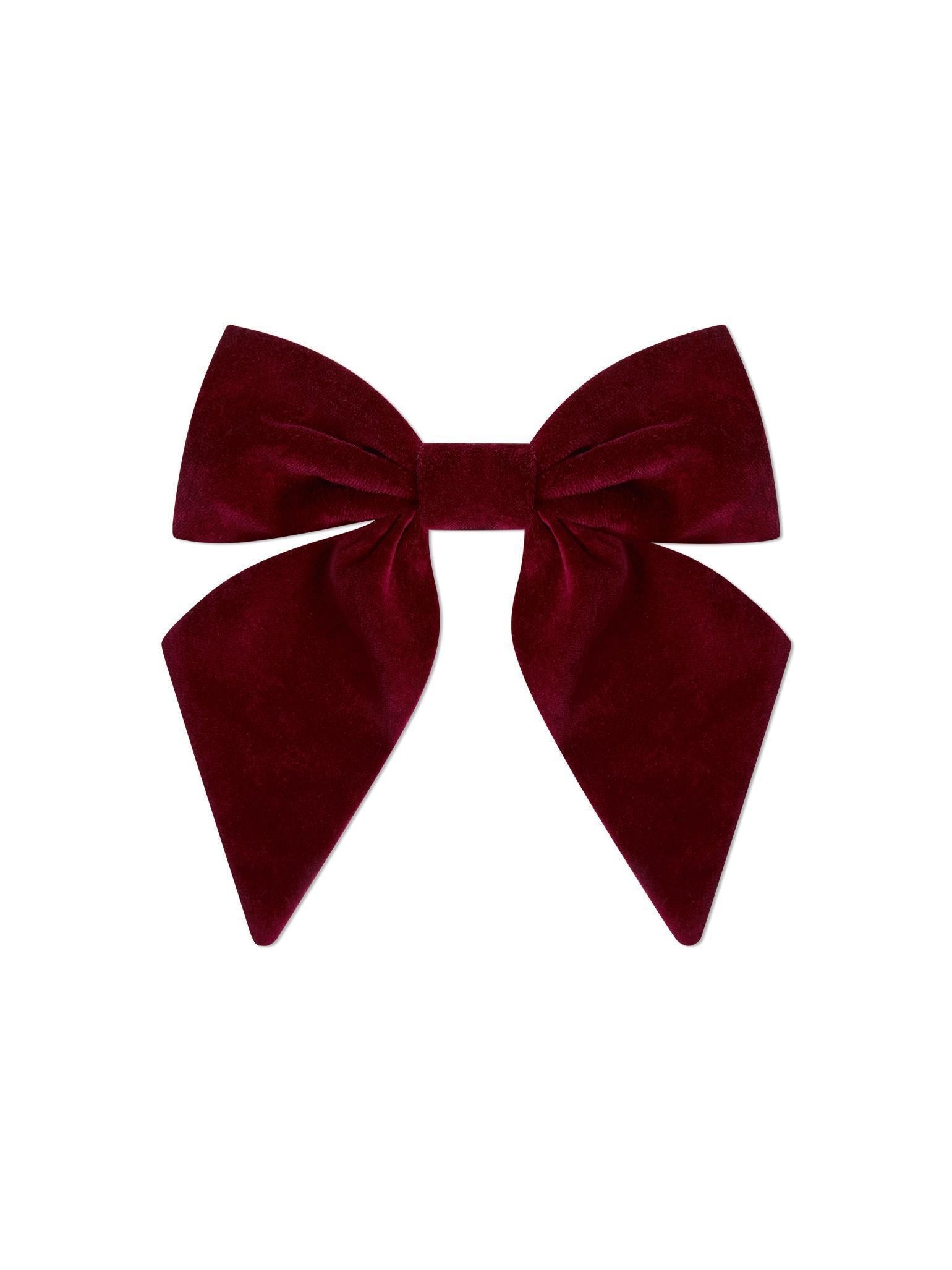 Burgundy Girl Velvet Large Long Bow Clip