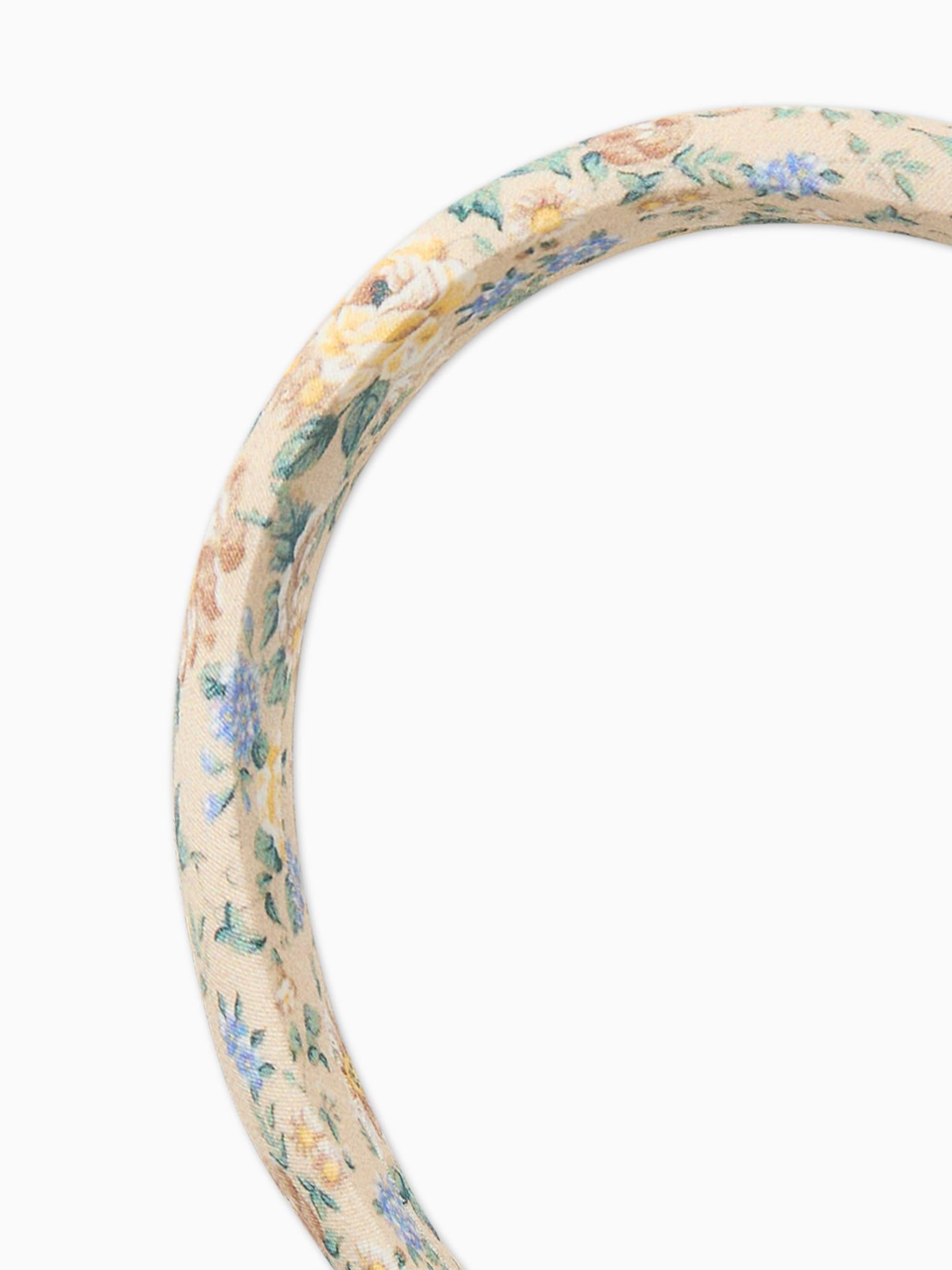 Beige Floral Girl Wide Headband
