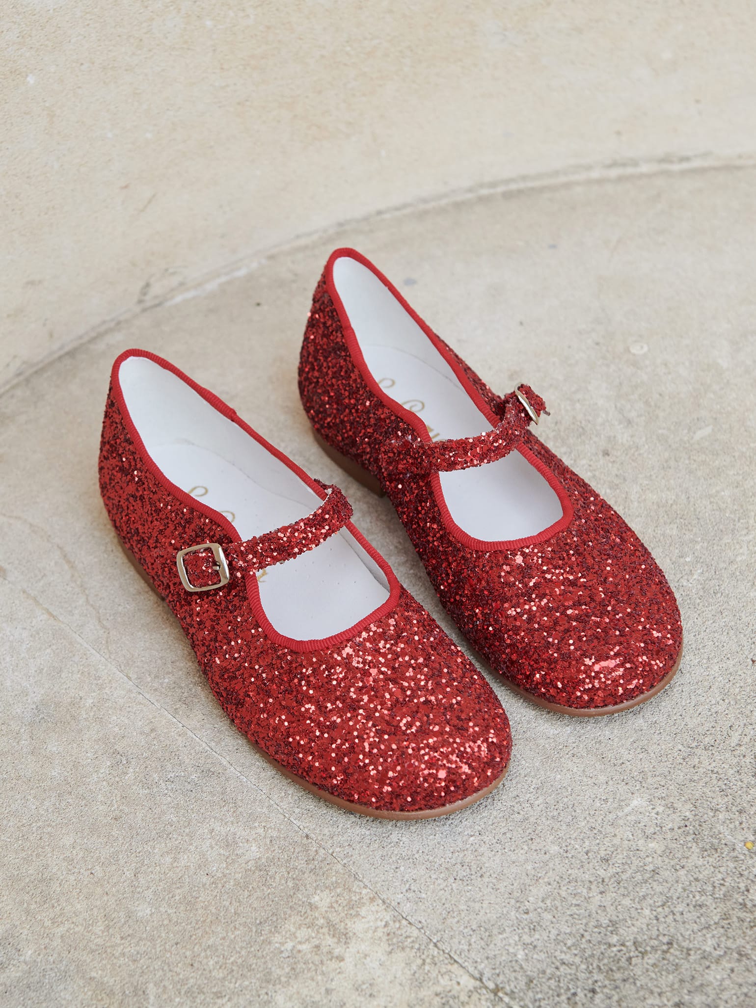 Red Glitter Girl Mary Jane Shoes La Coqueta Kids