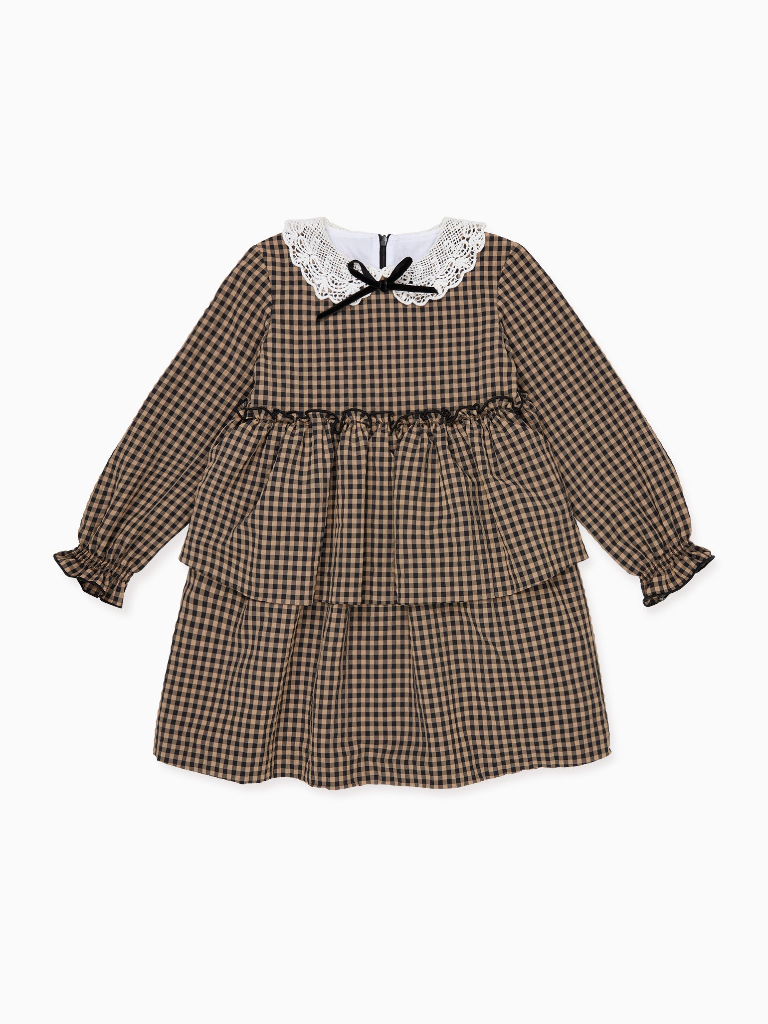 Taupe Gingham Gloria Girl Dress