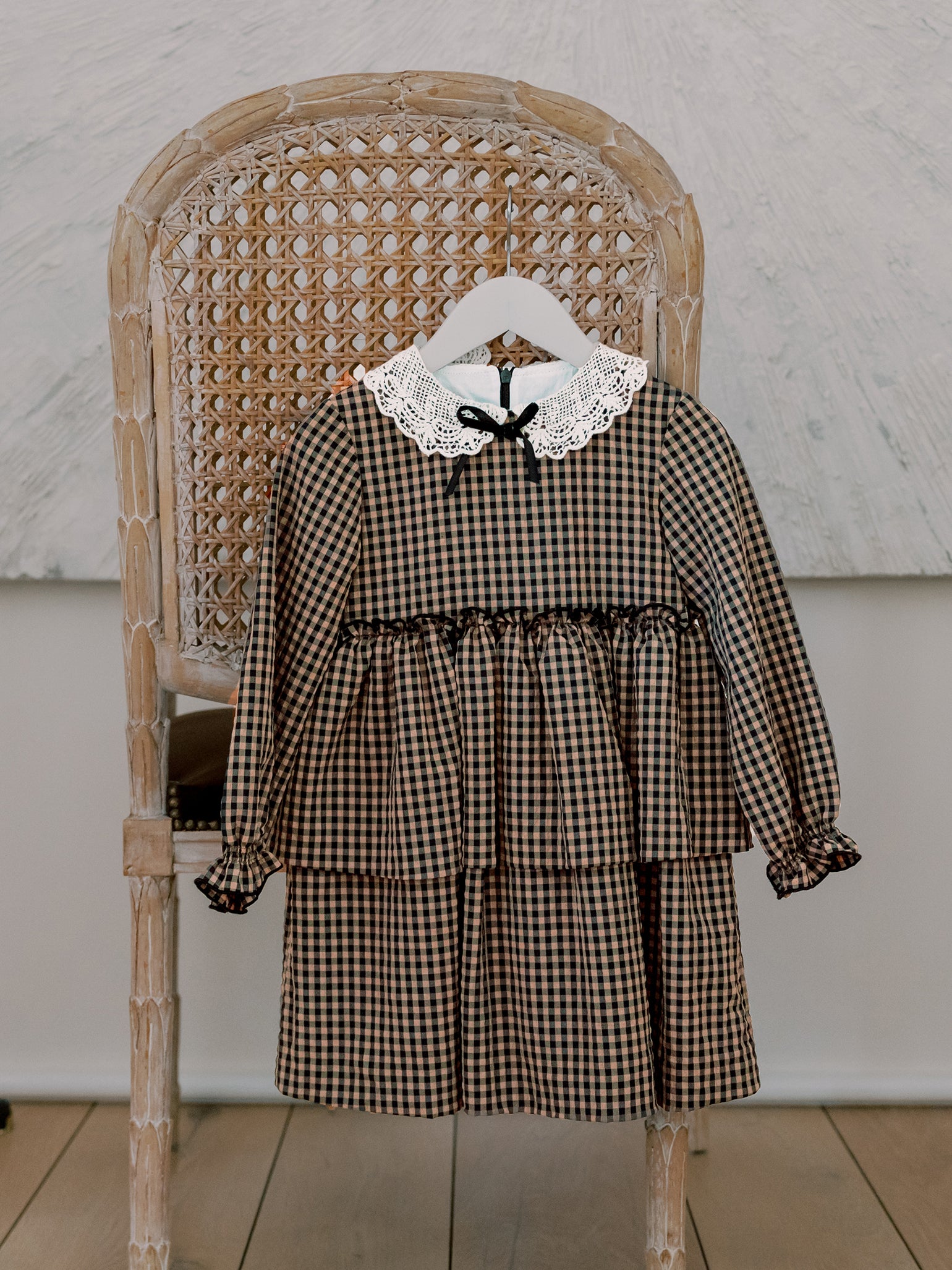 Taupe Gingham Gloria Girl Dress