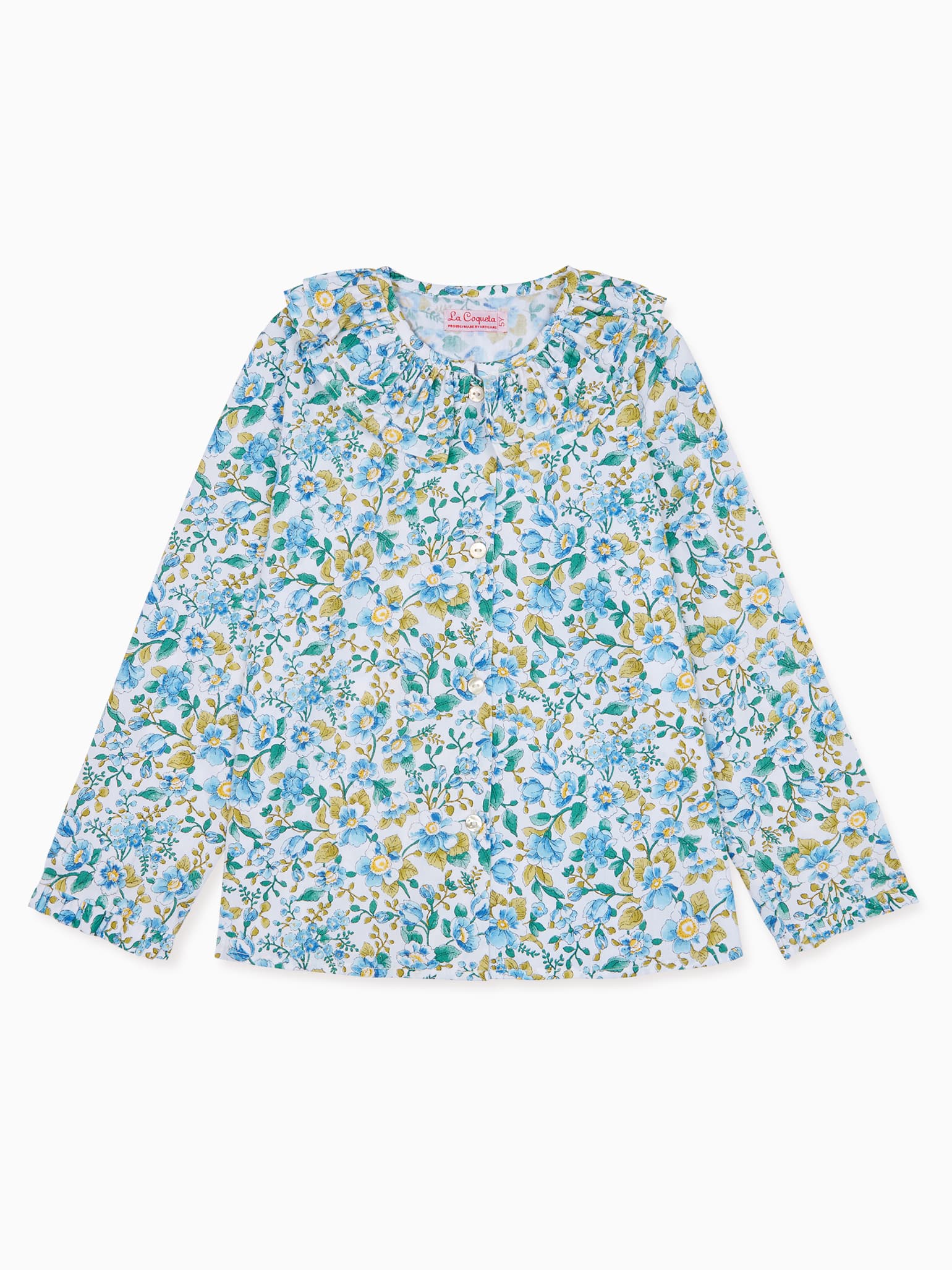 Blue Floral Graciana Girl Cotton Shirt