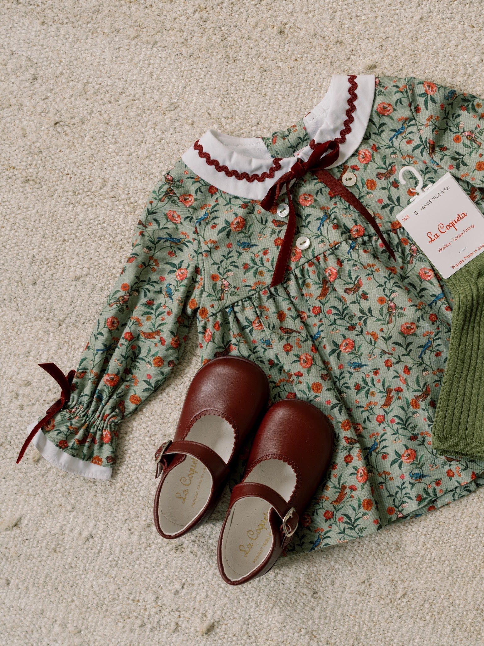 Sage Bird Floral Granada Baby Girl Set