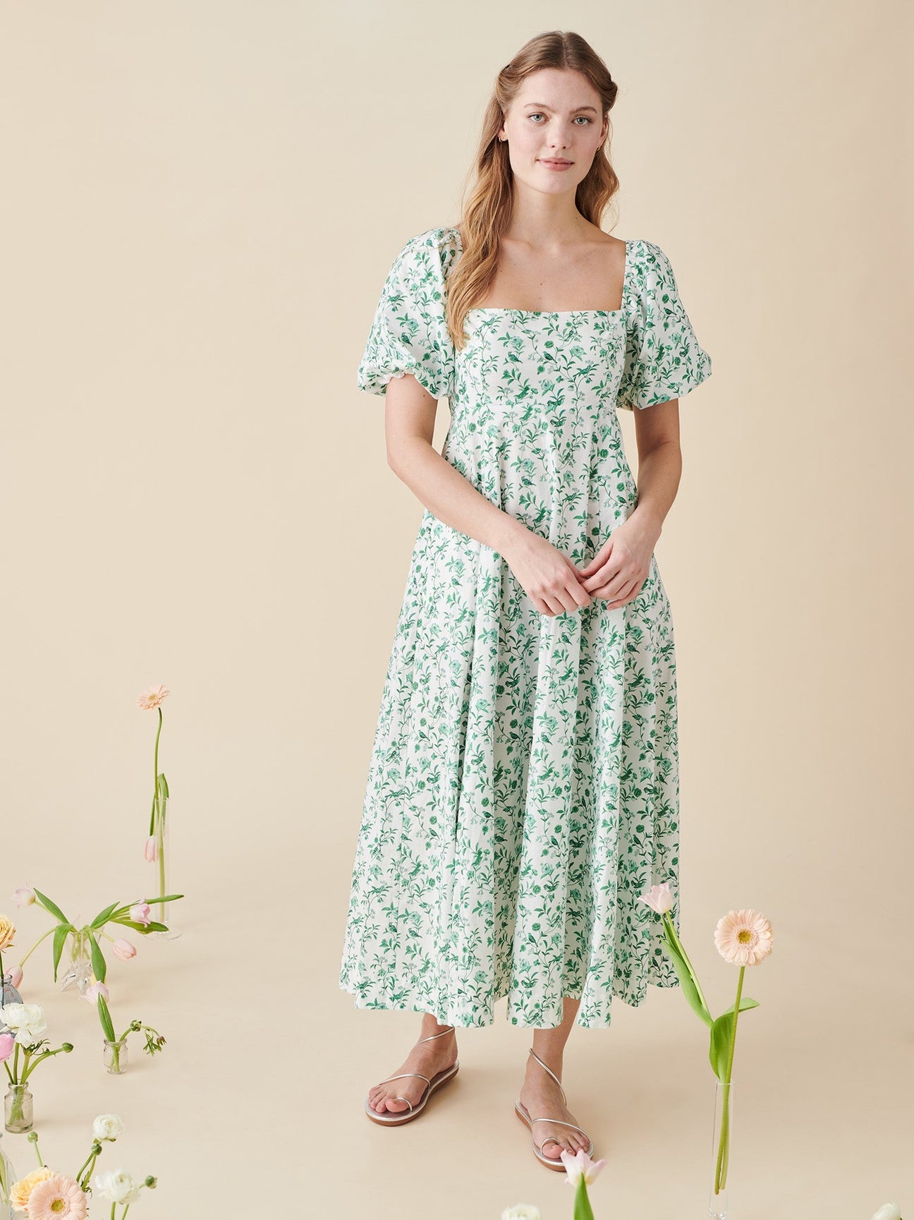 La Coqueta Kids - Hill House Home X La Coqueta Green Bird Floral Matilda Dress