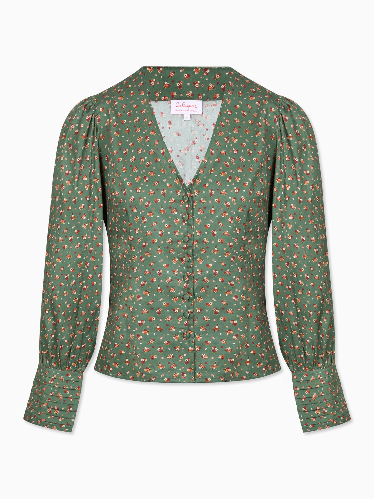 Green Floral Oceanne Womens Long Sleeve Shirt