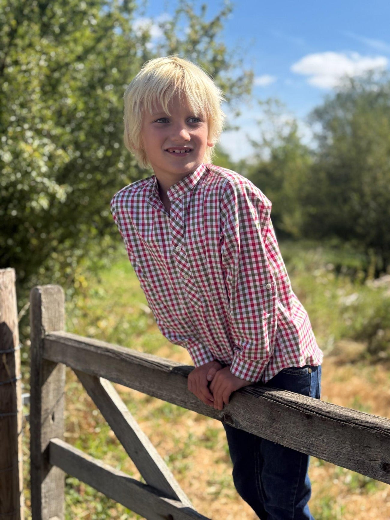 Green Check Jazmin Long Sleeve Boy Shirt
