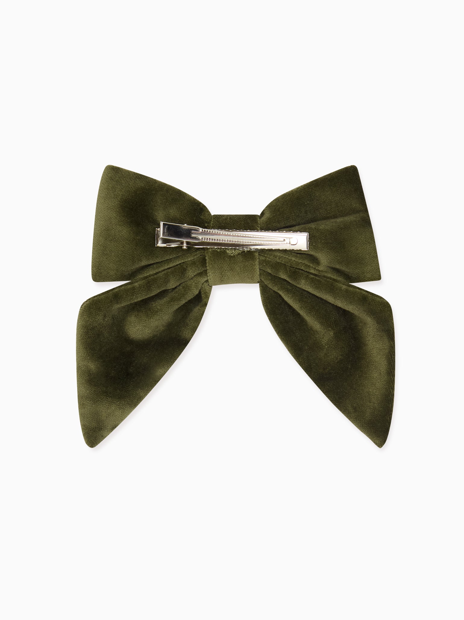 Green Velvet Girl Large Bow Clip