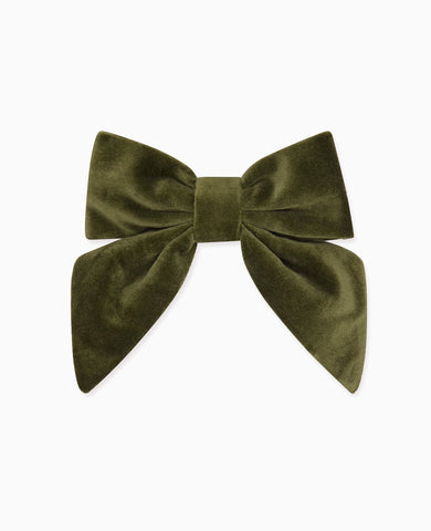 Green Velvet Girl Large Bow Clip