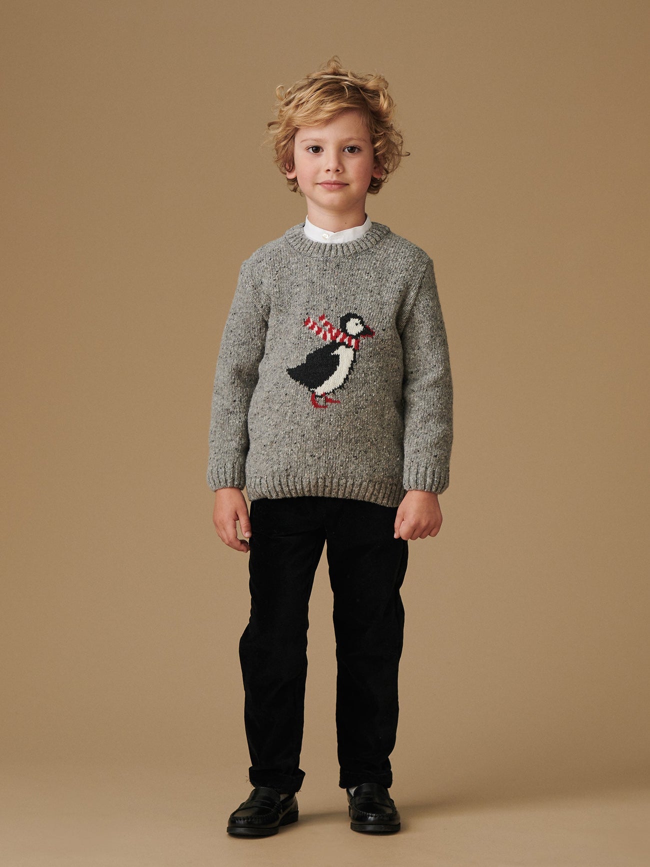 Grey Puffin Merino Kids Sweater