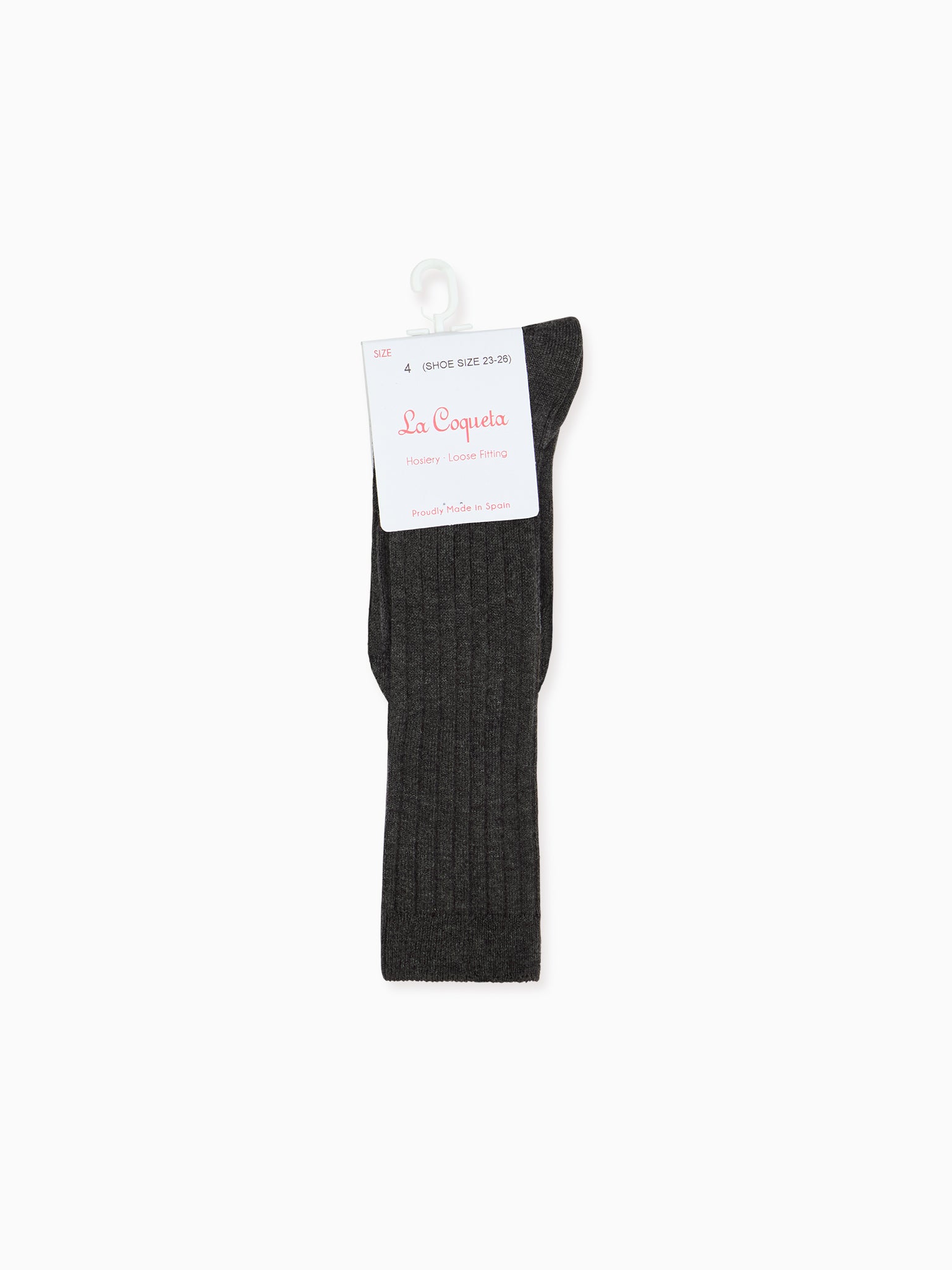 Dark Grey Melange Ribbed Knee High Kids Socks