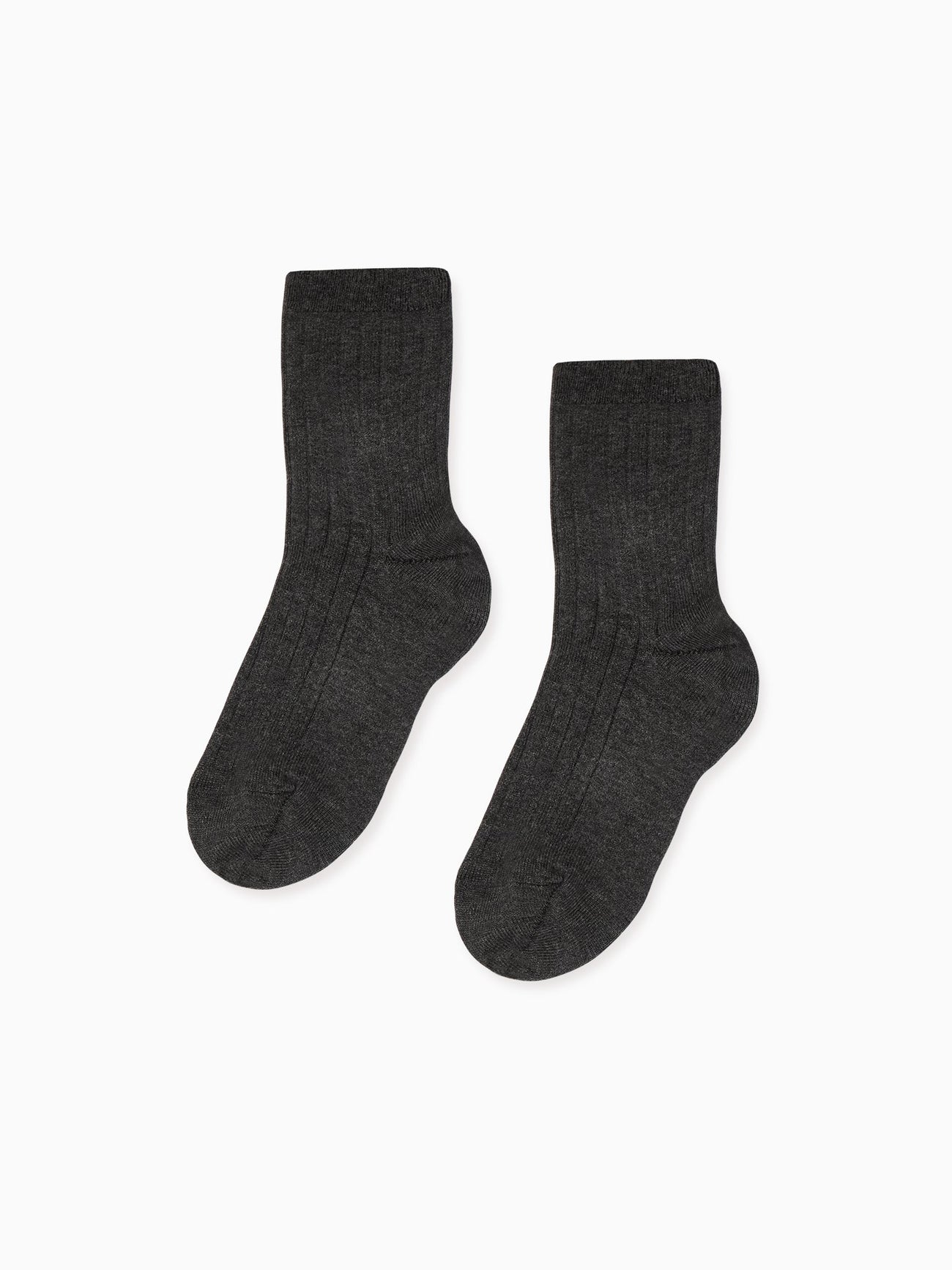 Dark Grey Melange Ribbed Short Kids Socks