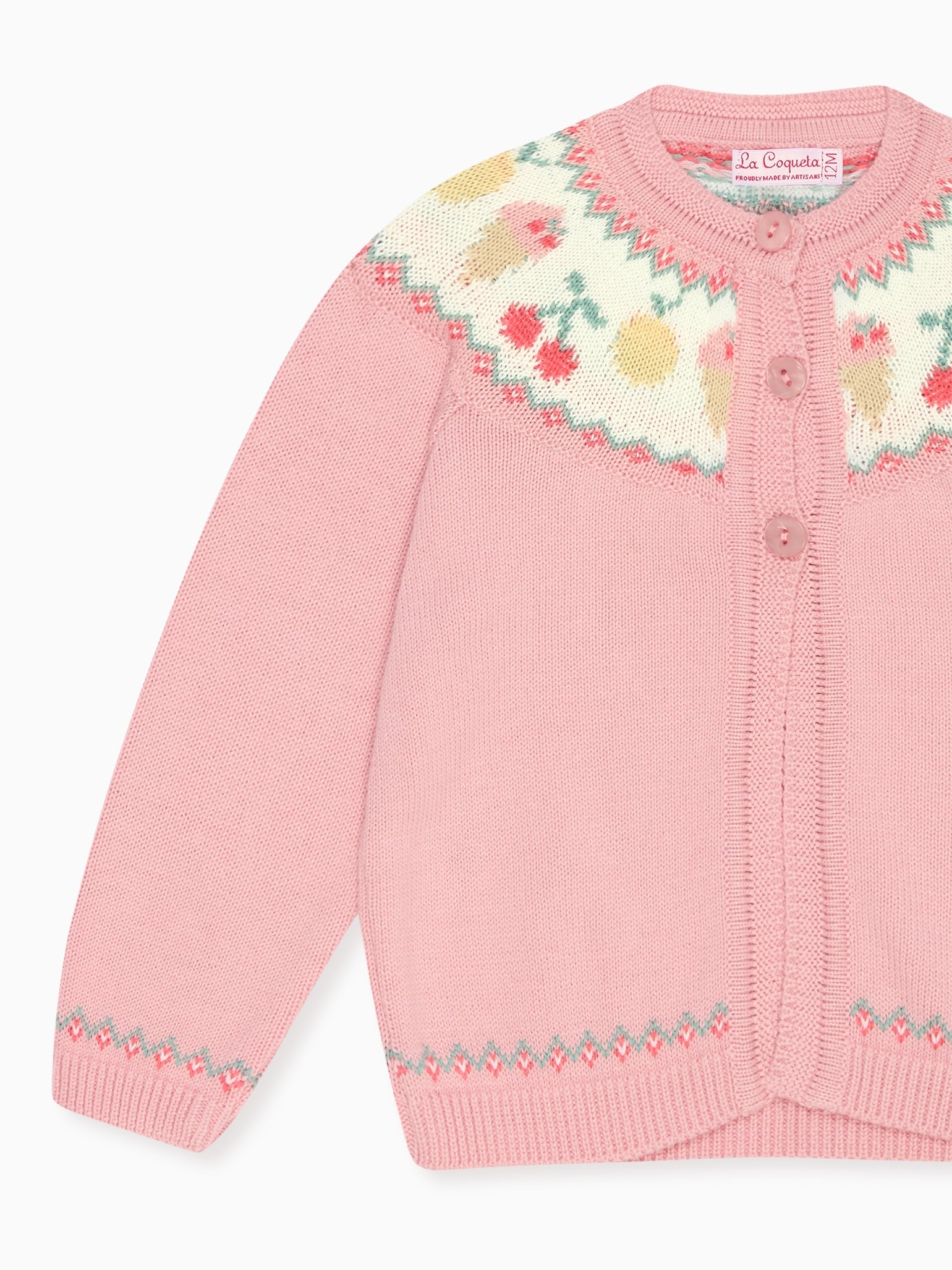 Dusty Pink Helado Cotton Baby Girl Cardigan