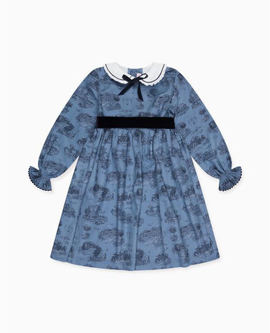 Blue Toile De Jouy Helena Girl Dress